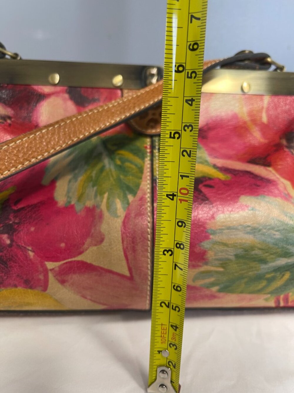 Patricia Nash Ferrara Floral Italian Leather Frame Satchel - Picture 11 of 12